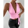 image:imageSOLY HUX Womens Sexy Deep VNeck Halter Crop Top Summer Beach Vacation Clothes Y2K Trendy Tank Top for Going Out PartyPlain Pink