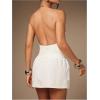 image:imageSOLY HUX Womens Sexy Halter Crop Top Tie Front Deep V Neck Backless Vest Shirts ClubwearPure White