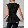 image:imageSOLY HUX Womens Square Neck Cap Sleeve Blouse Peplum Asymmetrical Summer Casual Work TopsBlack