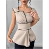 image:imageSOLY HUX Womens Square Neck Cap Sleeve Blouse Peplum Asymmetrical Summer Casual Work TopsMulticoloured