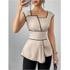 image:imageSOLY HUX Womens Square Neck Cap Sleeve Blouse Peplum Asymmetrical Summer Casual Work TopsMulticoloured