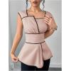 image:imageSOLY HUX Womens Square Neck Cap Sleeve Blouse Peplum Asymmetrical Summer Casual Work TopsPink