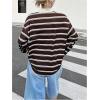 image:imageSOLY HUX Womens Striped Oversized T Shirts Collared Long Sleeve Vintage Tees StreetwearCoffee Brown
