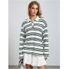 image:imageSOLY HUX Womens Striped Oversized T Shirts Collared Long Sleeve Vintage Tees StreetwearMulti Striped