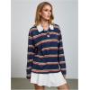 image:imageSOLY HUX Womens Striped Oversized T Shirts Collared Long Sleeve Vintage Tees StreetwearMulticoloured Striped