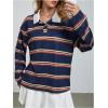 image:imageSOLY HUX Womens Striped Oversized T Shirts Collared Long Sleeve Vintage Tees StreetwearMulticoloured Striped
