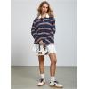 image:imageSOLY HUX Womens Striped Oversized T Shirts Collared Long Sleeve Vintage Tees StreetwearMulticoloured Striped