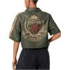 image:imageSOLY HUX Womens Summer Button Down Vintage Shirt Short Sleeve Graphic Crop Tops Motorcycle BlouseArmy Green