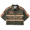 image:imageSOLY HUX Womens Summer Button Down Vintage Shirt Short Sleeve Graphic Crop Tops Motorcycle BlouseArmy Green