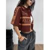 image:imageSOLY HUX Womens Summer Button Down Vintage Shirt Short Sleeve Graphic Crop Tops Motorcycle BlouseBrown Graphic