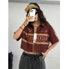 image:imageSOLY HUX Womens Summer Button Down Vintage Shirt Short Sleeve Graphic Crop Tops Motorcycle BlouseBrown Graphic