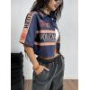 image:imageSOLY HUX Womens Summer Button Down Vintage Shirt Short Sleeve Graphic Crop Tops Motorcycle BlouseDark Blue