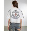 image:imageSOLY HUX Womens Summer Button Down Vintage Shirt Short Sleeve Graphic Crop Tops Motorcycle BlouseWhite Graphic