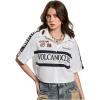 image:imageSOLY HUX Womens Summer Button Down Vintage Shirt Short Sleeve Graphic Crop Tops Motorcycle BlouseWhite Graphic