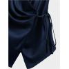 image:imageSOLY HUX Womens V Neck Satin Blouse Wrap Tie Side Sleeveless Shirt Summer Business Casual TopsSolid Dark Blue