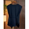 image:imageSOLY HUX Womens V Neck Satin Blouse Wrap Tie Side Sleeveless Shirt Summer Business Casual TopsSolid Dark Blue