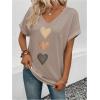 image:imageSOLY HUX Womens V Neck Short Sleeve T Shirts Heart Graphic Tees Summer Classic TopsApricot Hearts