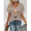 image:imageSOLY HUX Womens V Neck Short Sleeve T Shirts Heart Graphic Tees Summer Classic TopsApricot Hearts