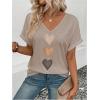 image:imageSOLY HUX Womens V Neck Short Sleeve T Shirts Heart Graphic Tees Summer Classic TopsApricot Hearts