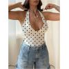 image:imageSOLY HUX Womens Y2K Halter Crop Tops V Neck Sleeveless Backless Going Out Slim Fit TopsBlack and White Polka Dots