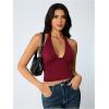 image:imageSOLY HUX Womens Y2K Halter Crop Tops V Neck Sleeveless Backless Going Out Slim Fit TopsPlain Burgundy