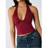 image:imageSOLY HUX Womens Y2K Halter Crop Tops V Neck Sleeveless Backless Going Out Slim Fit TopsPlain Burgundy