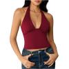 image:imageSOLY HUX Womens Y2K Halter Crop Tops V Neck Sleeveless Backless Going Out Slim Fit TopsPlain Burgundy