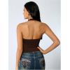 image:imageSOLY HUX Womens Y2K Halter Crop Tops V Neck Sleeveless Backless Going Out Slim Fit TopsPlain Coffee Brown