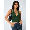 image:imageSOLY HUX Womens Y2K Halter Crop Tops V Neck Sleeveless Backless Going Out Slim Fit TopsPlain Green