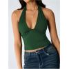 image:imageSOLY HUX Womens Y2K Halter Crop Tops V Neck Sleeveless Backless Going Out Slim Fit TopsPlain Green