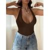 image:imageSOLY HUX Womens Y2K Halter Crop Tops V Neck Sleeveless Backless Going Out Slim Fit TopsPure Coffee Brown