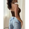 image:imageSOLY HUX Womens Y2K Halter Crop Tops V Neck Sleeveless Backless Going Out Slim Fit TopsPure Coffee Brown