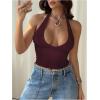 image:imageSOLY HUX Womens Y2K Halter Crop Tops V Neck Sleeveless Backless Going Out Slim Fit TopsPure Red Violet