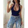 image:imageSOLY HUX Womens Y2K Halter Crop Tops V Neck Sleeveless Backless Going Out Slim Fit TopsSolid Dark Blue