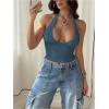 image:imageSOLY HUX Womens Y2K Halter Crop Tops V Neck Sleeveless Backless Going Out Slim Fit TopsSolid Dusty Blue