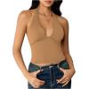 image:imageSOLY HUX Womens Y2K Halter Crop Tops V Neck Sleeveless Backless Going Out Slim Fit TopsSolid Khaki