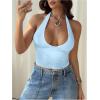 image:imageSOLY HUX Womens Y2K Halter Crop Tops V Neck Sleeveless Backless Going Out Slim Fit TopsSolid Light Blue