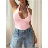 image:imageSOLY HUX Womens Y2K Halter Crop Tops V Neck Sleeveless Backless Going Out Slim Fit TopsSolid Pink