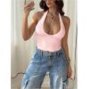 image:imageSOLY HUX Womens Y2K Halter Crop Tops V Neck Sleeveless Backless Going Out Slim Fit TopsSolid Pink