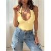image:imageSOLY HUX Womens Y2K Halter Crop Tops V Neck Sleeveless Backless Going Out Slim Fit TopsSolid Yellow