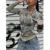 image:imageSOLY HUX Womens Y2k Camo T Shirt Crew Neck Long Sleeve Slim Fit Tee Going Out Crop TopsLight Grey Maple Leaf