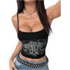 image:imageSOLY HUX Womens Y2k Gothic Cami Tops Rhinestone Crop Tops Camisole Streetwear Emo Scene Alternative ClothesBlack Graphic