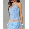 image:imageSOLY HUX Womens Y2k Sequin Halter Crop Top Cute 3D Butterfly Glitter Coquette Party Club TopsPlain Blue