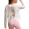 image:imageSOLY HUX Girls Long Sleeve TShirt Cutout Athletic Shirts Basic Sports Tee Tops ActivewearPure White