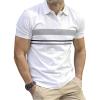 image:imageSOLY HUX Mens Summer Golf Shirts Colorblock Striped Collared TShirt Casual Work Pullover TopsWhite Striped