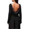 image:imageSOLY HUX Womens Backless Draped Top Boat Neck Long Sleeve Going Out T ShirtsPlain Black