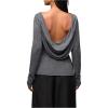 image:imageSOLY HUX Womens Backless Draped Top Boat Neck Long Sleeve Going Out T ShirtsPlain Grey