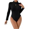 image:imageSOLY HUX Womens Bodysuit Turtleneck Long Sleeve Solid Bodysuit T Shirt TopsPure Black