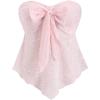 image:imageSOLY HUX Womens Bow Tie Front Tube Tops Strapless Sleeveless Bandeau Asymmetric Flowy Summer TopPlain Pink