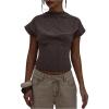 image:imageSOLY HUX Womens Crew Neck Cap Sleeve Shirts Tank Top Zip Back Casual Pullover Going Out TopsDark Grey